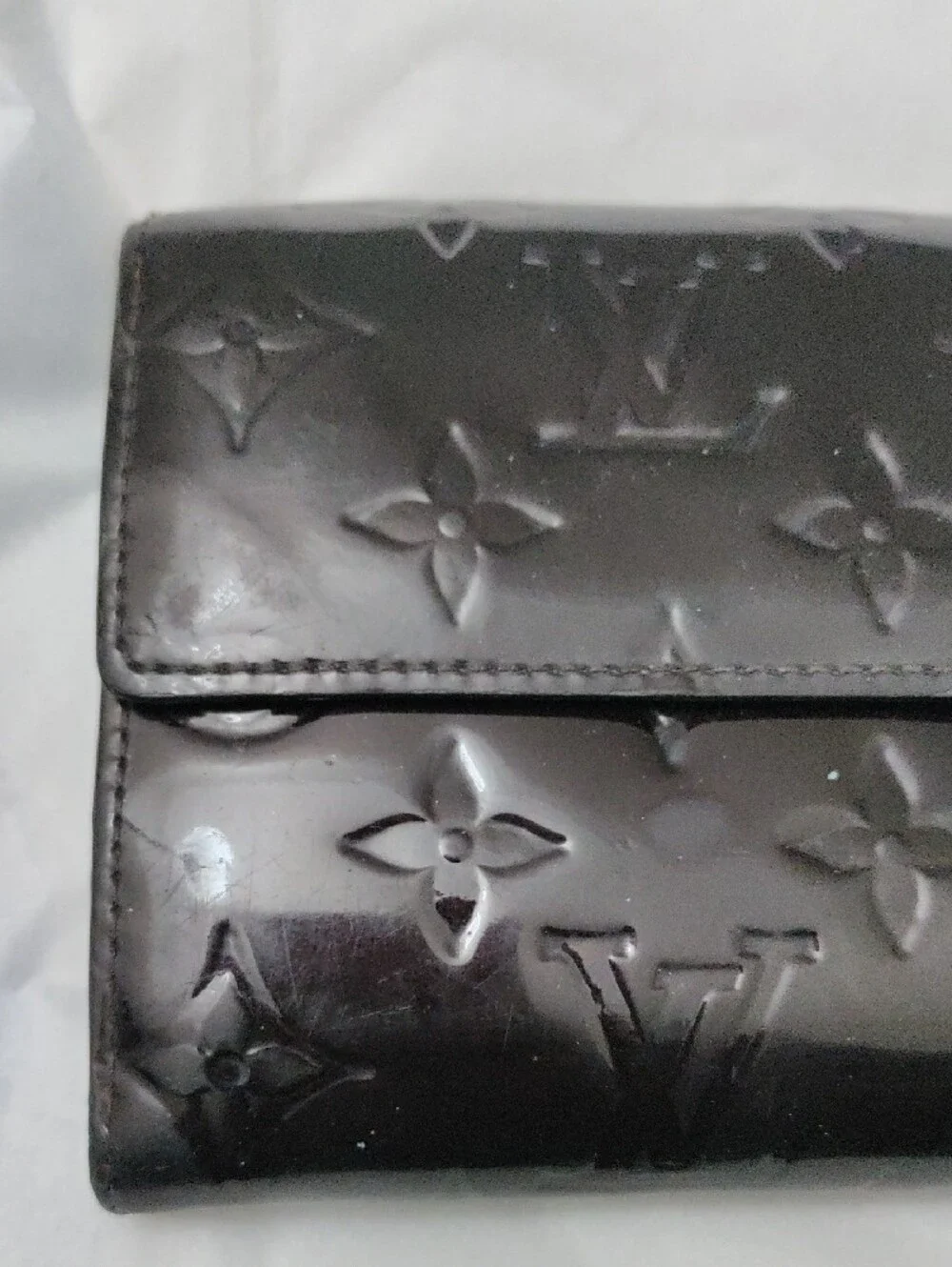 Louis Vuitton Vernis Long Wallet in Dark Burgundy Patent Leather